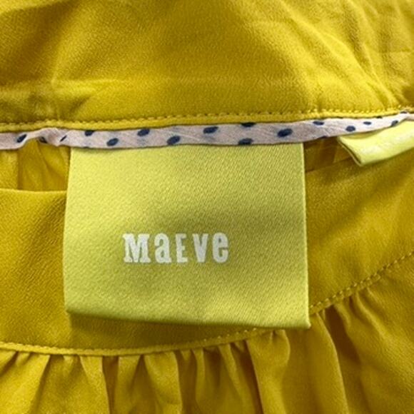 Maeve Small Yellow Blouse Flowy Silky Work Evening Party Feminine EUC - Picture 4 of 10